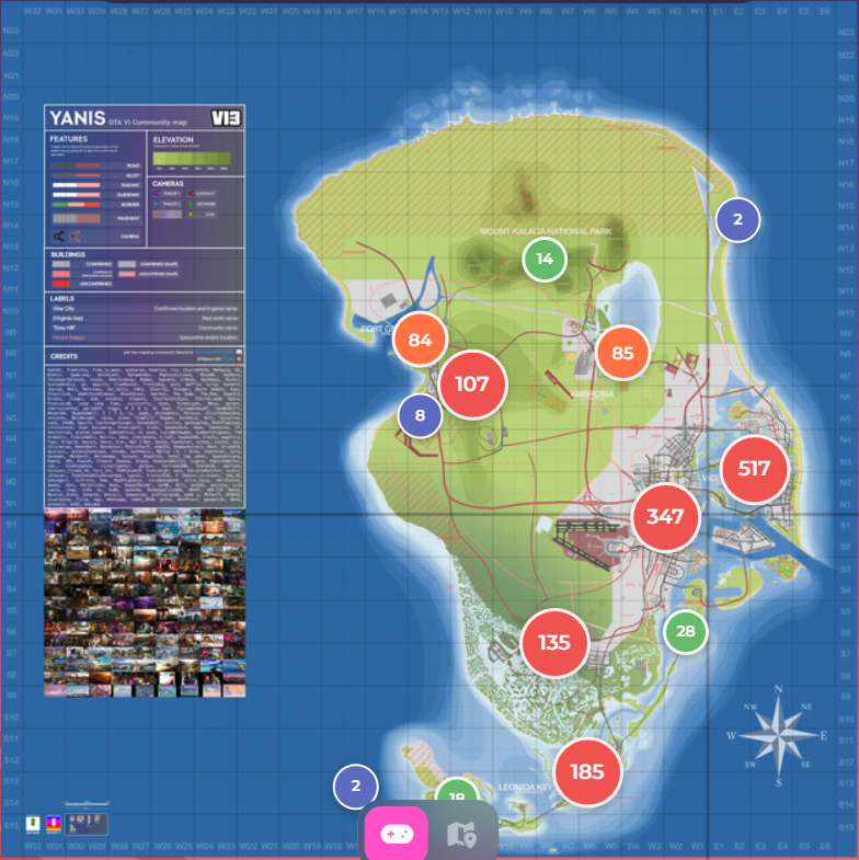 Map of Leonida, the fictional state and setting of GTA 6.